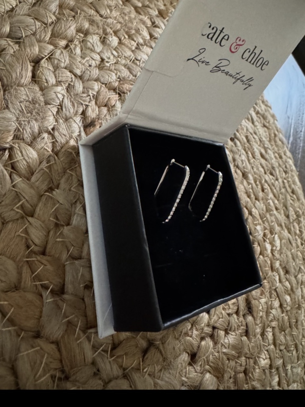 Cate & Chloe Nadia 18k White Gold Plated Hoop Earrings with Swarovski Crystals